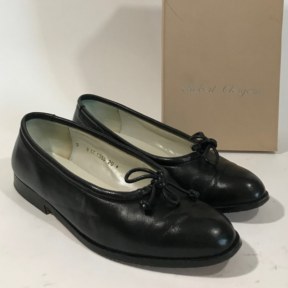Robert Clergerie Shoes - Vintage 90's Robert Clergerie Black Leather Flats